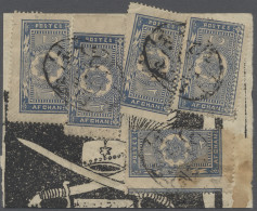 Afghanistan: 1928, Newspaper Issue 2p Blue Five Copies Attached To Small Piece O - Afganistán
