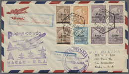 Macao: 1937, 28 4, Five Different First Flight Covers (Pacific Service) All With - Cartas & Documentos