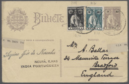 Portugese India - Postal Stationery: 1914, 15 7, PSC 3 Rs. Uprated With 2 R. Plu - India Portuguesa