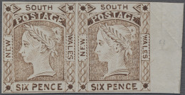 New South Wales: 2d. Blue Proof, Block Of Four And 6d. "vandyke-brown" Proof Hor - Covers & Documents