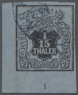 Hannover - Marken Und Briefe: 1851, Freimarke 1/15 Thaler Schwarz Auf Graublau V - Hanovre