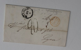 1854 Lettera INTERNAZIONALE  MILANO-LIONE/Francia+TASSA 20 Carantani+8 C.+timbro ROSSO Transito-C9 - 1. ...-1850 Prefilatelia