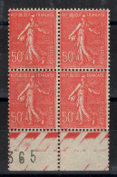 Semeuse YV 199 N** MNH Luxe En Bloc De 4 - Neufs