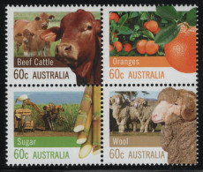 Australia 2012 MNH Sc 3715a 60c Beef Cattle, Oranges, Sugar, Wool Block - Mint Stamps