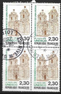 FRANCE UNESCO N+ 102 2.30 VERT ET BISTRE BASILIQUE SAN FRANSCISCO LIMA PEROU BLOC DE 4 OBL - Used