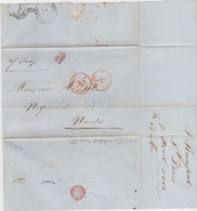 Maritime Manuscrit Via Suez CAD Bleu St Denis Réunion 1862 Cachet PD + Entrée COL FRA V SUEZ AMB G + Ambulant - Lettres & Documents