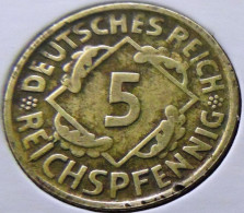 Germany - Weimarer Republik - 1925 - KM 39 - 5 Reichspfennig - Mint D / München - VF - Look Scans - 5 Rentenpfennig & 5 Reichspfennig