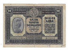 OCCUPAZIONE AUSTRIACA BUONO DI CASSA VENETA DEI PRESTITI 10 LIRE 1918 B - Andere & Zonder Classificatie