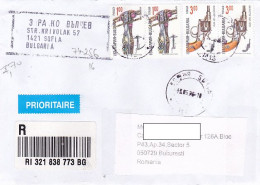 CROSSBOW, PISTOL, GUNS, FINE STAMPS ON REGISTERED COVER, 2022, BULGARIA - Brieven En Documenten