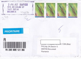 INSECTS, FINE STAMPS ON REGISTERED COVER, 2021, BULGARIA - Cartas & Documentos