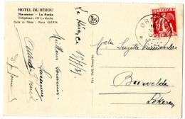 BELGIQUE - COB 339 SIMPLE CERCLE RELAIS A ETOILES ORTHO SUR CARTE POSTALE, 1935 - Sterstempels