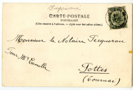 BELGIQUE - COB 81 SIMPLE CERCLE RELAIS A ETOILES WORTEGEM SUR CARTE POSTALE, 1906 - Sellos Con Estrellas