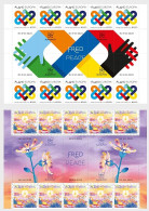Aland Islands Åland Finland 2023 Europa CEPT Peace Set Of 2 Strips Of 10 Stamps And 10 Labels Each Mint - Blokken & Velletjes