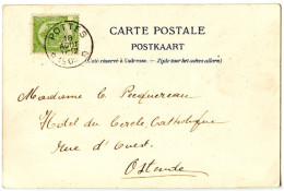 BELGIQUE - COB 53 SIMPLE CERCLE RELAIS A ETOILES POTTES SUR CARTE POSTALE, 1905 - Sterstempels