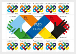 Aland Islands Åland Finland 2023 Europa CEPT Peace Strip Of 10 Stamps And 10 Labels Mint - 2023