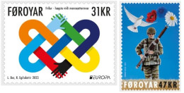 Faroe Islands Denmark 2023 Europa CEPT Peace Set Of 2 Stamps Mint - Nuevos