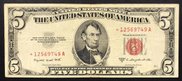 U.S.A. $ 5 Dollars 1953 B Red Seal Star Replacement Lotto.2803 - Federal Reserve (1928-...)