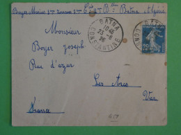 BS9 ALGERIE  BELLE LETTRE 1925 PETIT BUREAU BATNA A LES ARCS FRANCE ++AFF. PLAISANT++ - Storia Postale