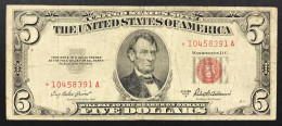 U.S.A. $ 5 Dollars 1953 A Red Seal Star Replacement Pick#381a Lotto.2837 - Biljetten Van De  Federal Reserve (1928-...)