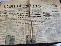 AMI PEUPLE 36/ PAS  D ENNEMI A GAUCHE /PARTI RADICAL SOCIALISTE FRONT POPULAIRE DALADIER / - Informations Générales