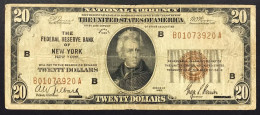 Usa U.s.a. 1929 $20 Dollars The Federal Reserve Bank Of New York Pick#397 Lotto 2849 - Federal Reserve Notes (1928-...)