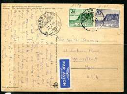 Norway 1961 Color Postal  Card Nordcapp To USA  15073 - Briefe U. Dokumente