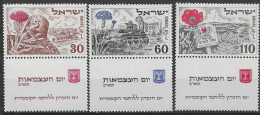 ISRAEL ISRAELE Israel Israel 1952 Independence 3v, Mint NH, Nature - Flowers & Plants Mint MNH**- Postfris  - Neuf -  - Nuevos (con Tab)
