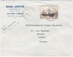 SAINT-PIERRE-ET-MIQUELON : Timbre FIDES Sur Lettre De 1957 Pour La France - Storia Postale