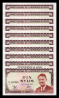 Guinea Lot 10 Banknotes 10 Sylis 1971 Pick 16 Sc- AUnc - Guinea