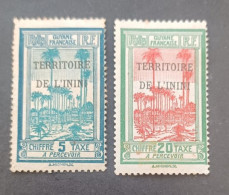 FRANCE COLONIE GUYANE TERRITOIRE DE L ININI 1932 TAXE TIMBRES DE GUYANE OVERPRINT ININI CAT YVERT N 1-3 MNHL MNG - Ungebraucht