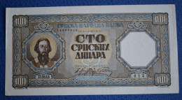 Banknotes Serbia 100 Dinara 1943 VF   HUNDRED SERBIAN DINARS - Serbie