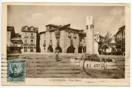 Spain 1932 Postcard Ponferrda - Plaza Mayor; Scott 517 - 15c. Nicolás Salmerón - Autres & Non Classés