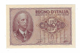 FASCISMO 5 LIRE CON FASCI 1940 FDS - Italië– 5 Lire