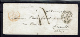 Suisse. Enveloppe De Fribourg Du 21 Février 1862, à Destination De Grenoble. Taxe Manuscrite 4 Centimes. - Brieven En Documenten