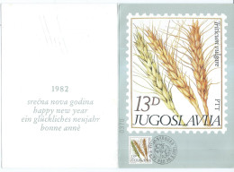 Yugoslavia Post DOUBLE POSTCARD,Happy New Year - Maximum Card - Common Wheat 1981, - Maximumkarten
