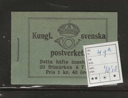 1918 MNH  Sweden Booklet Facit H9R, Postfris** - 1904-50