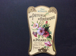 ETIQUETTE DE PARFUM  EAU FE TOILETTE  Au Pétunia D’Amerique  A.PICARD  Paris - Etiquetas