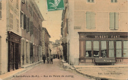 St Palais * Rue Du Palais De Justice * Magasin Commerce Albert FURT * Cpa Toilée Colorisée - Saint Palais