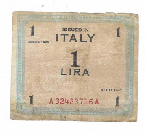 OCCUPAZIONE MILITARE ALLEATA ALLIED MILITARY AUTHORITY 1 LIRA "AM LIRE" 1943 B - Occupation Alliés Seconde Guerre Mondiale