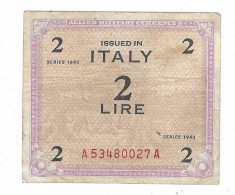 OCCUPAZIONE MILITARE ALLEATA ALLIED MILITARY AUTHORITY 2 LIRE "AM LIRE" 1943 BB - Occupazione Alleata Seconda Guerra Mondiale