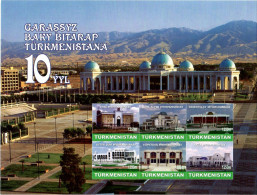 Turkmenistan 2001.10 Years Of Independence (Architecture, Mountains ) . S/S. Michel # Bl 16 - Turkménistan