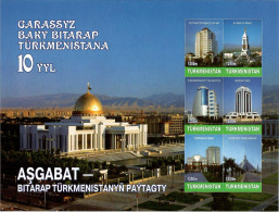 Turkmenistan 2001.10 Years Of Independence (Architecture, Mountains )..S/S. Michel # Bl 17 - Turkmenistán