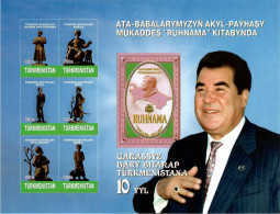 Turkmenistan 2001.10 Years Of Independence (President Niyazov, Turkmen Khans , The Book RUHNAMA ) . S/S. Michel # Bl 19 - Turkmenistán