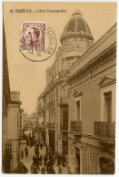 Spain 1931 Postcard Huelva - Calle Concepcion; Scott 406 - 2c. King Alfonso XIII - Huelva