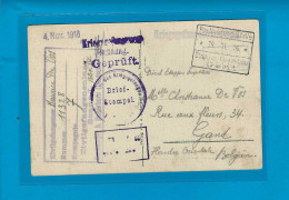 België Krijgsgevangenen Postkaart Paderborn (Duitsland) Naar Gand 04/11/1916 UNG - Krijgsgevangenen