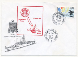FRANCE - Env. Illustrée Aff. 2,80 Débarquement Cad 83800 Toulon-Castigneau-Marine 23/1/1995 + Permutation Avisos - Seepost