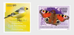 Liechtenstein 2022 Bird And Butterfly Set Of 2 Overprinted Stamps - Ongebruikt