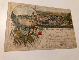 Austria Österreich 1895 !!! LITHO Amstetten Coat Of Arms Floral Border Bahnhof Stamp Stempel 16367 Post Card POSTCARD - Amstetten