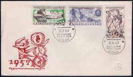 CZECHOSLOVAKIA PRAGUE 1957 - SPORTS - BOXING / ARCHERY / MOUNTAIN RESCUE - FDC - MINT - G - Tiro Con L'Arco