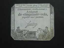 Domaines Nationaux - Assignat De Cinquante Sols - Loi Du 23 Mai 1793  **** EN ACHAT IMMEDIAT **** - Assignate